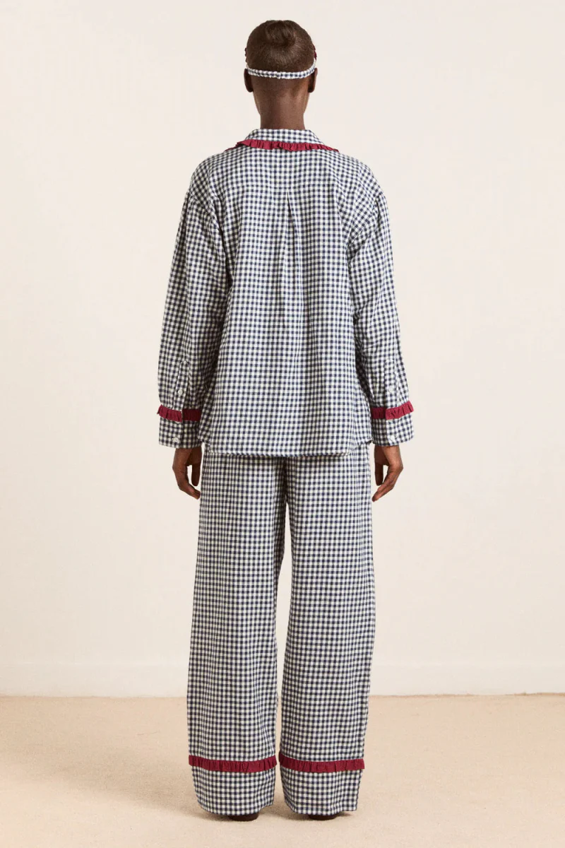 Pyjama 2 pièces Antonia Damson Madder Gingham Marine SOLDE - Vente Finale - Image 4