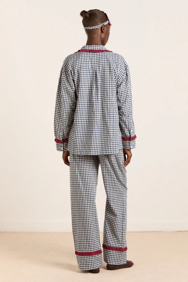 Pyjama 2 pièces Antonia Damson Madder Gingham Marine SOLDE - Vente Finale - Image 5