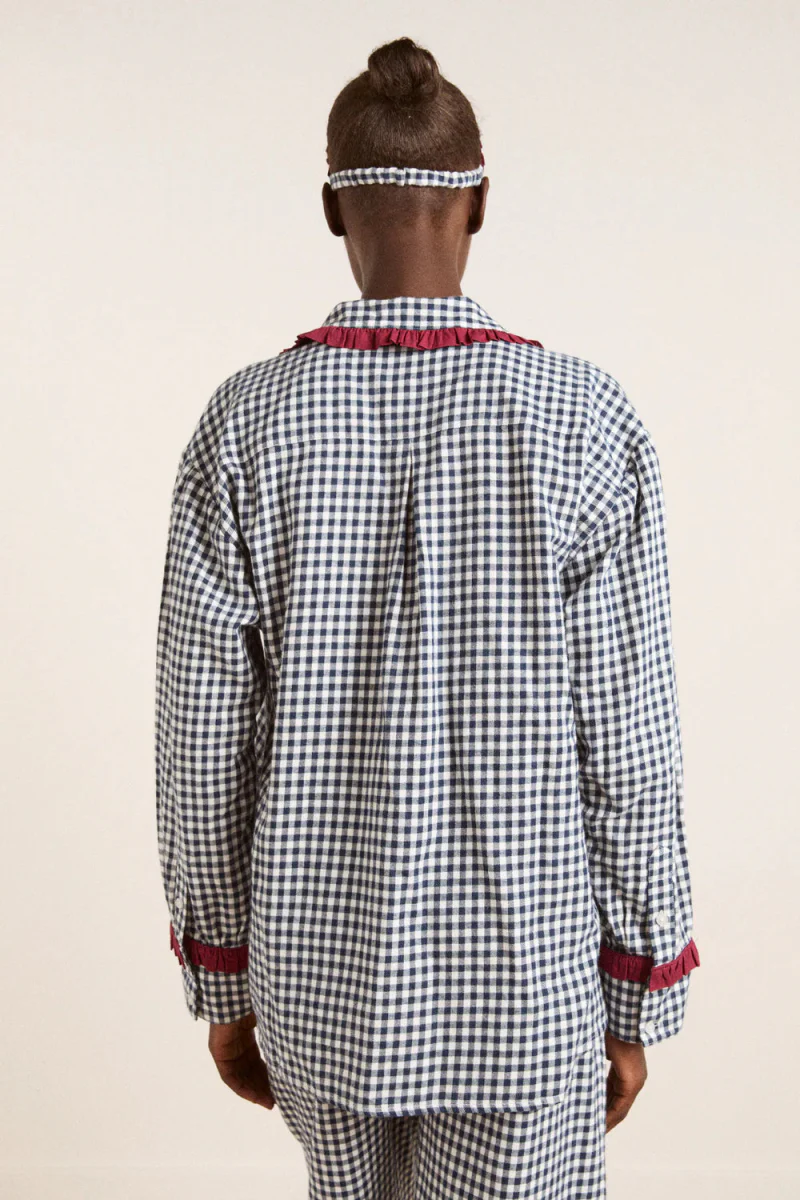 Pyjama 2 pièces Antonia Damson Madder Gingham Marine SOLDE - Vente Finale - Image 6
