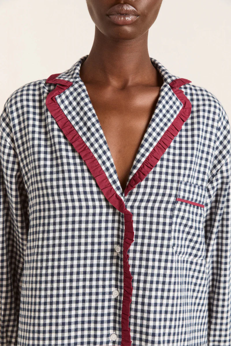 Pyjama 2 pièces Antonia Damson Madder Gingham Marine SOLDE - Vente Finale - Image 7