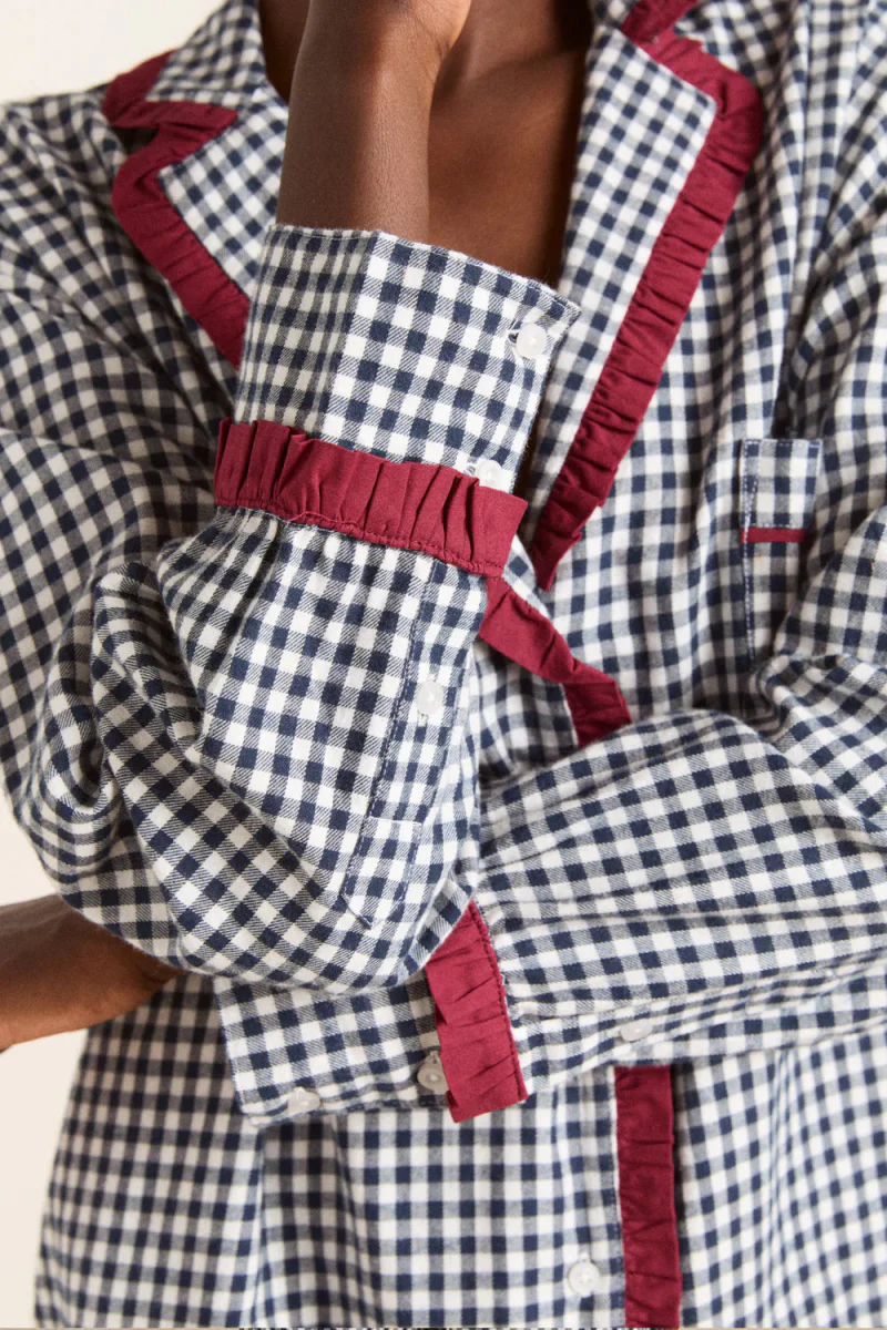 Pyjama 2 pièces Antonia Damson Madder Gingham Marine SOLDE - Vente Finale - Image 8