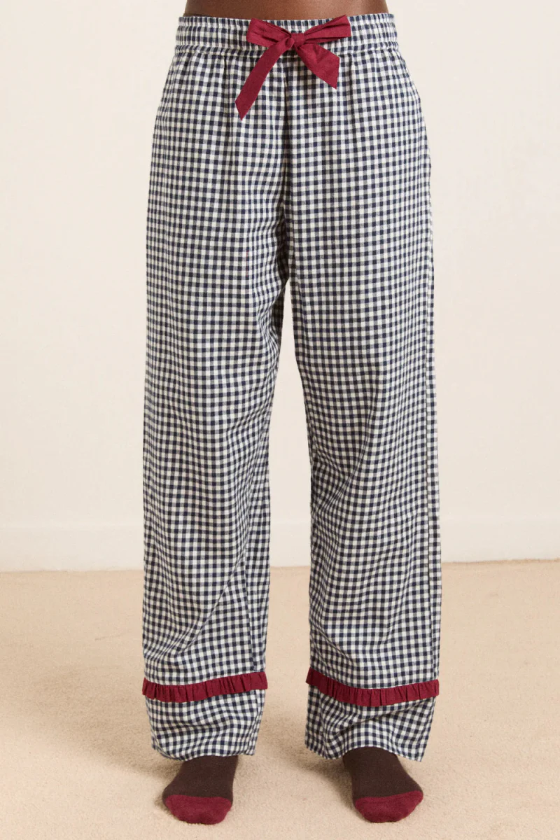 Pyjama 2 pièces Antonia Damson Madder Gingham Marine SOLDE - Vente Finale - Image 9