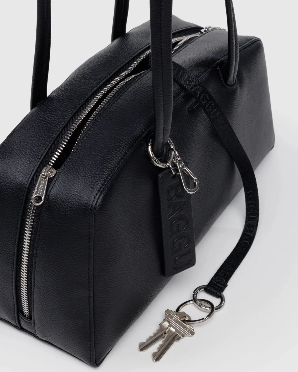 Sac Bowler Cuir Recyclé Baggu Noir SOLDE - Vente Finale - Image 5