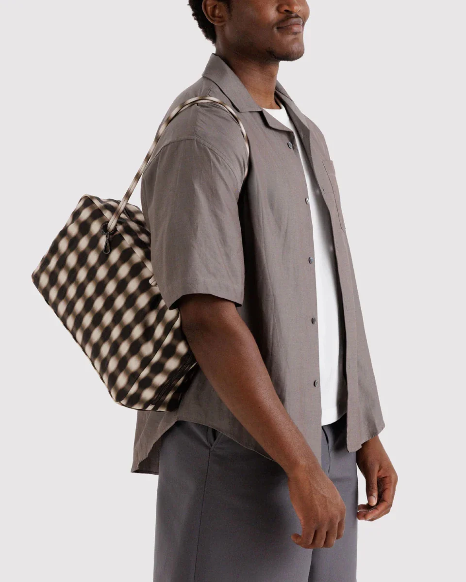 Sac Bowler Medium Baggu Blurred Gingham Brown - Image 2