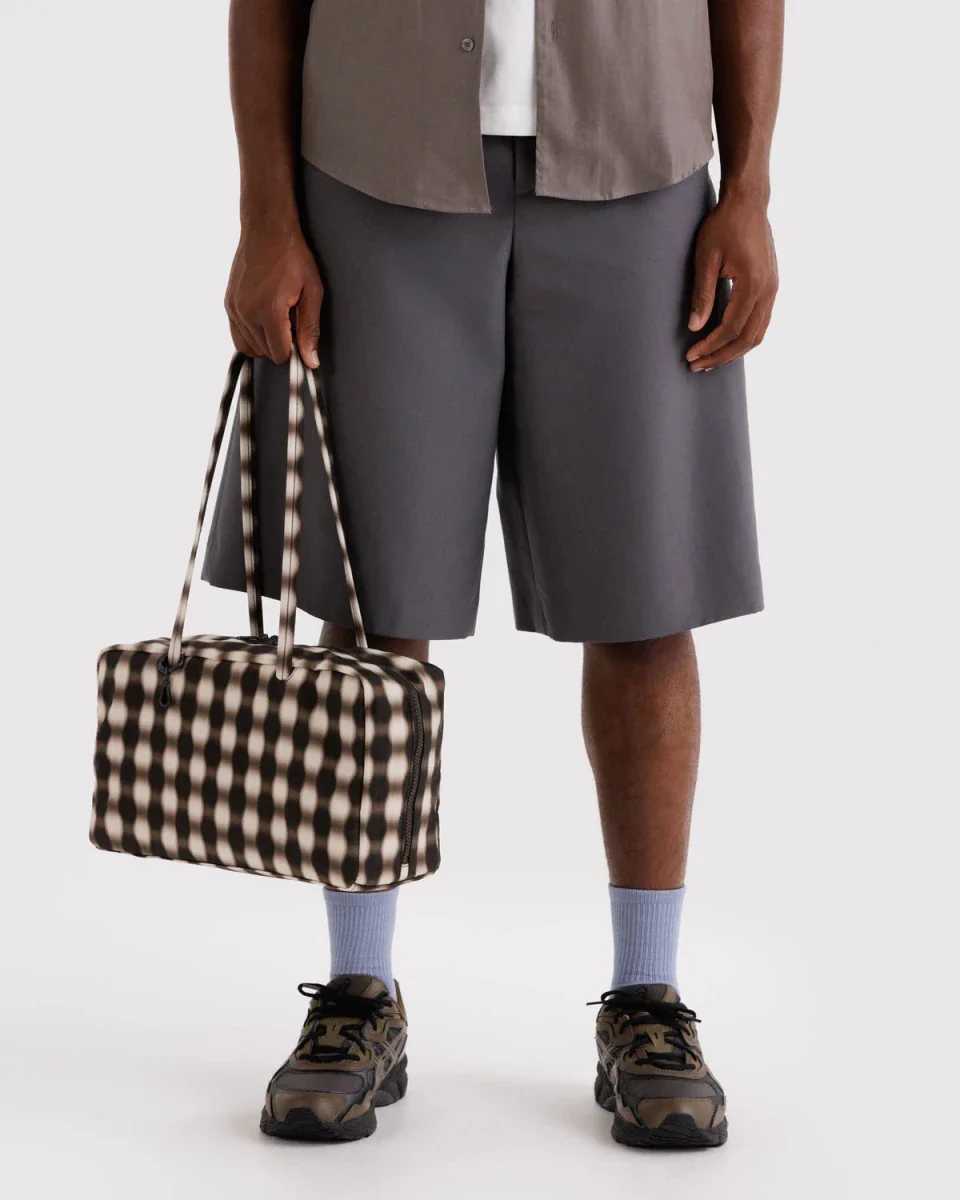Sac Bowler Medium Baggu Blurred Gingham Brown - Image 3