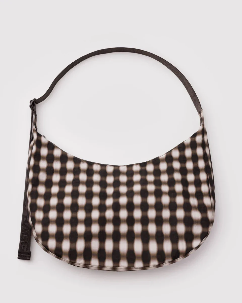 Sac Croissant Large Baggu Blurred Gingham Brown