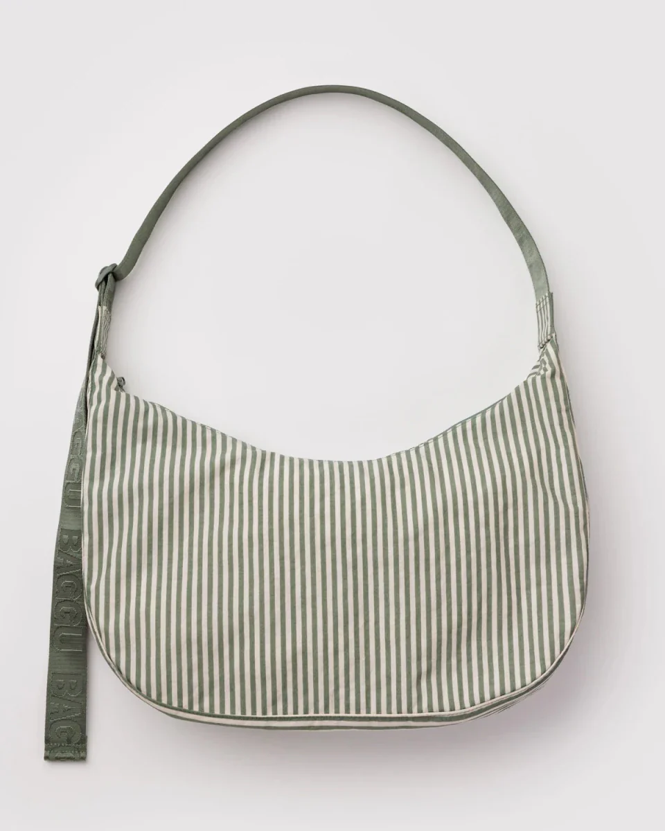 Sac Croissant Large Baggu Sage Stripe