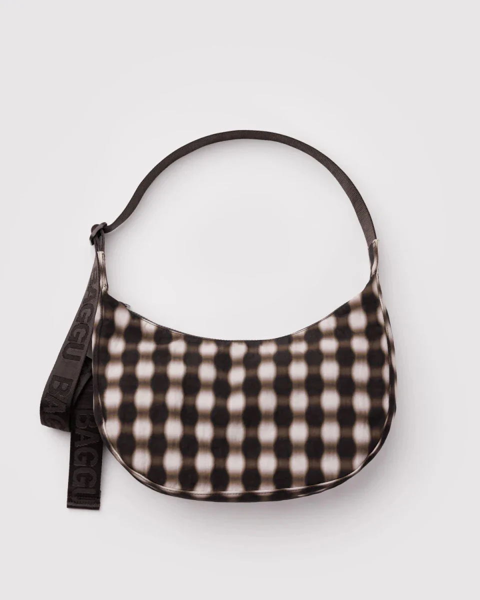 Sac Croissant Medium Baggu Blurred Gingham Brown