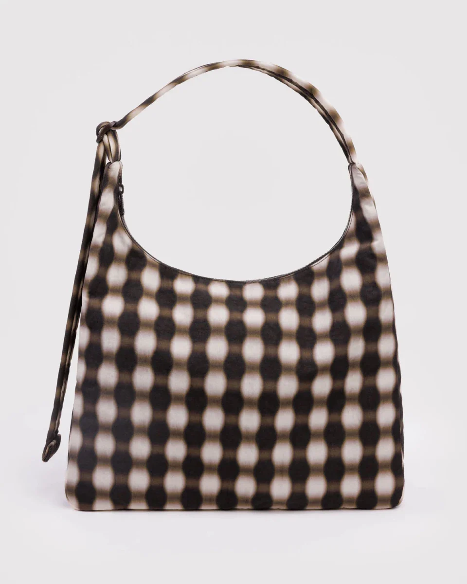 Sac d'Épaule Nylon Baggu Blurred Gingham Brown