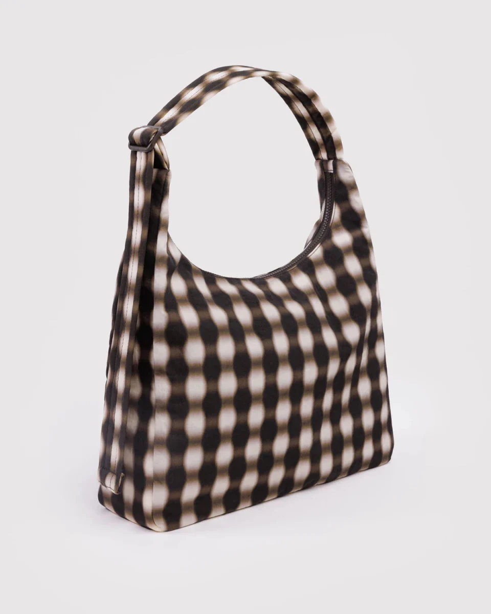 Sac d'Épaule Nylon Baggu Blurred Gingham Brown - Image 3