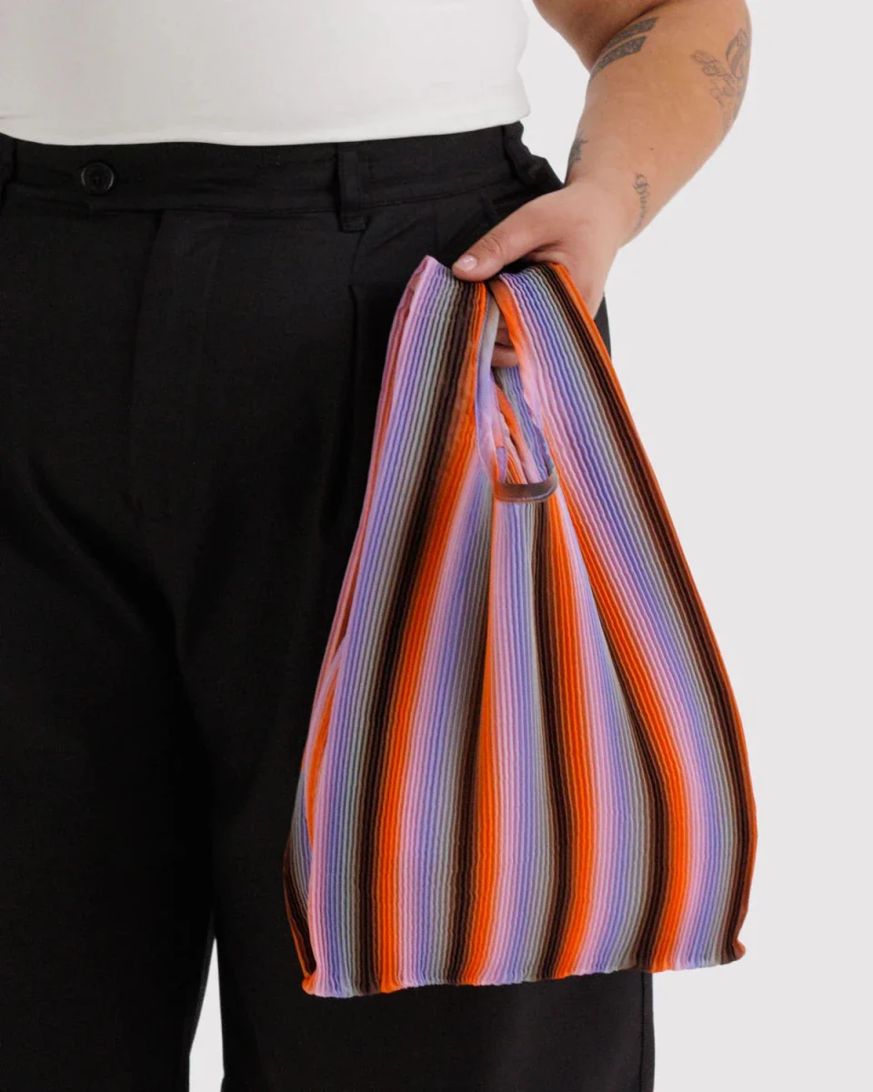 Sac Réutilisable Plissé Baggu Gradient Stripe Poppy & Lilac - Image 2