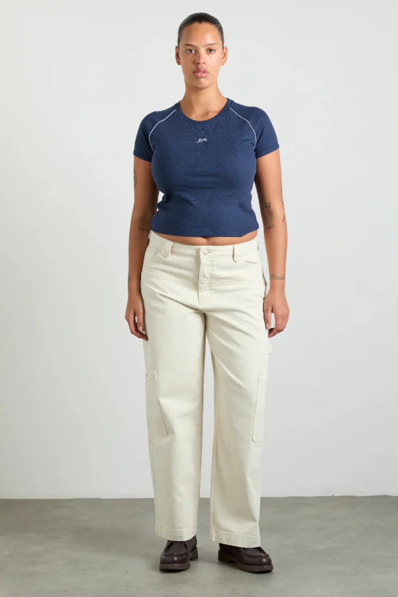 T-shirt Aster Pointelle Marine Damson Madder SOLDE - Vente Finale - Image 5