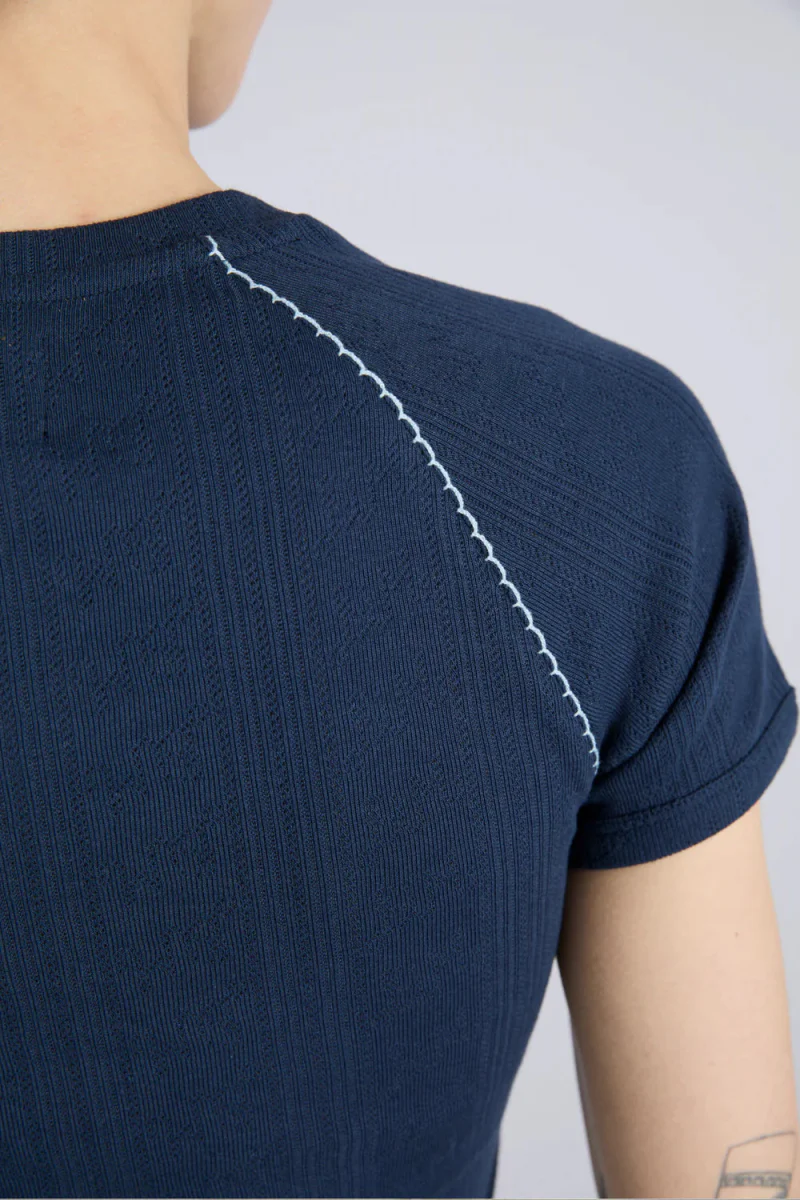 T-shirt Aster Pointelle Marine Damson Madder SOLDE - Vente Finale - Image 6