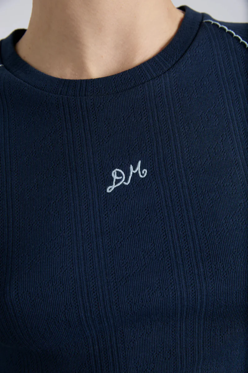 T-shirt Aster Pointelle Marine Damson Madder SOLDE - Vente Finale - Image 7