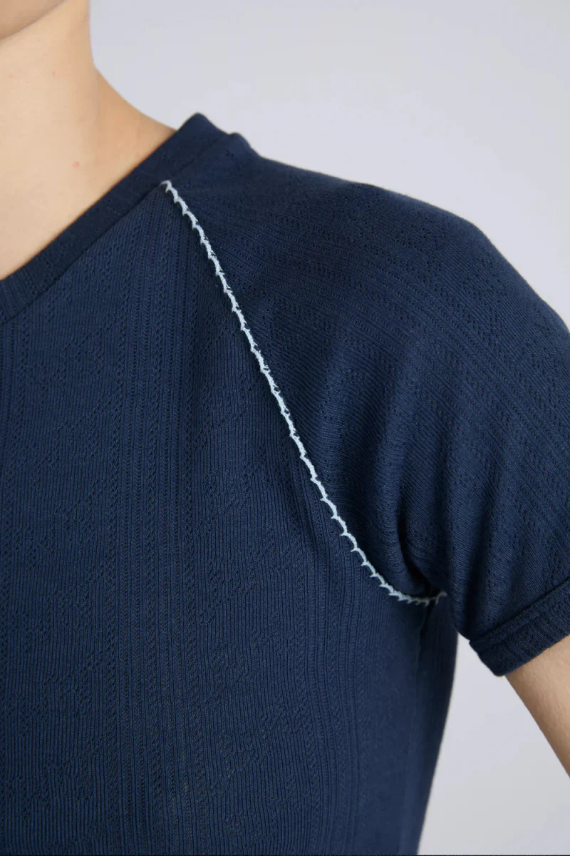 T-shirt Aster Pointelle Marine Damson Madder SOLDE - Vente Finale - Image 8