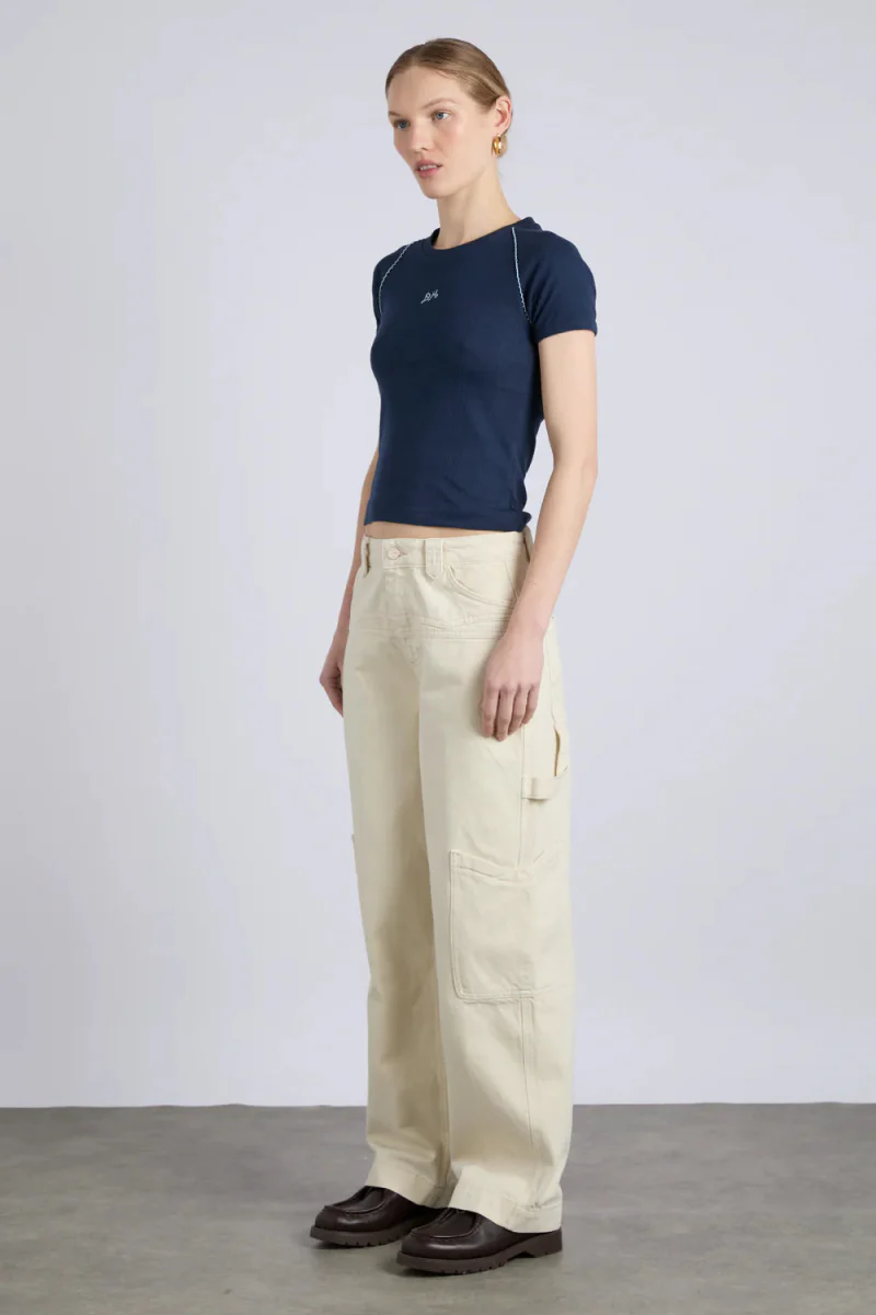 T-shirt Aster Pointelle Marine Damson Madder SOLDE - Vente Finale - Image 9