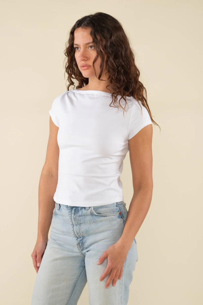 T-Shirt Brisa Boat Neck Blanc NLT - SOLDE - Vente Finale - Image 3