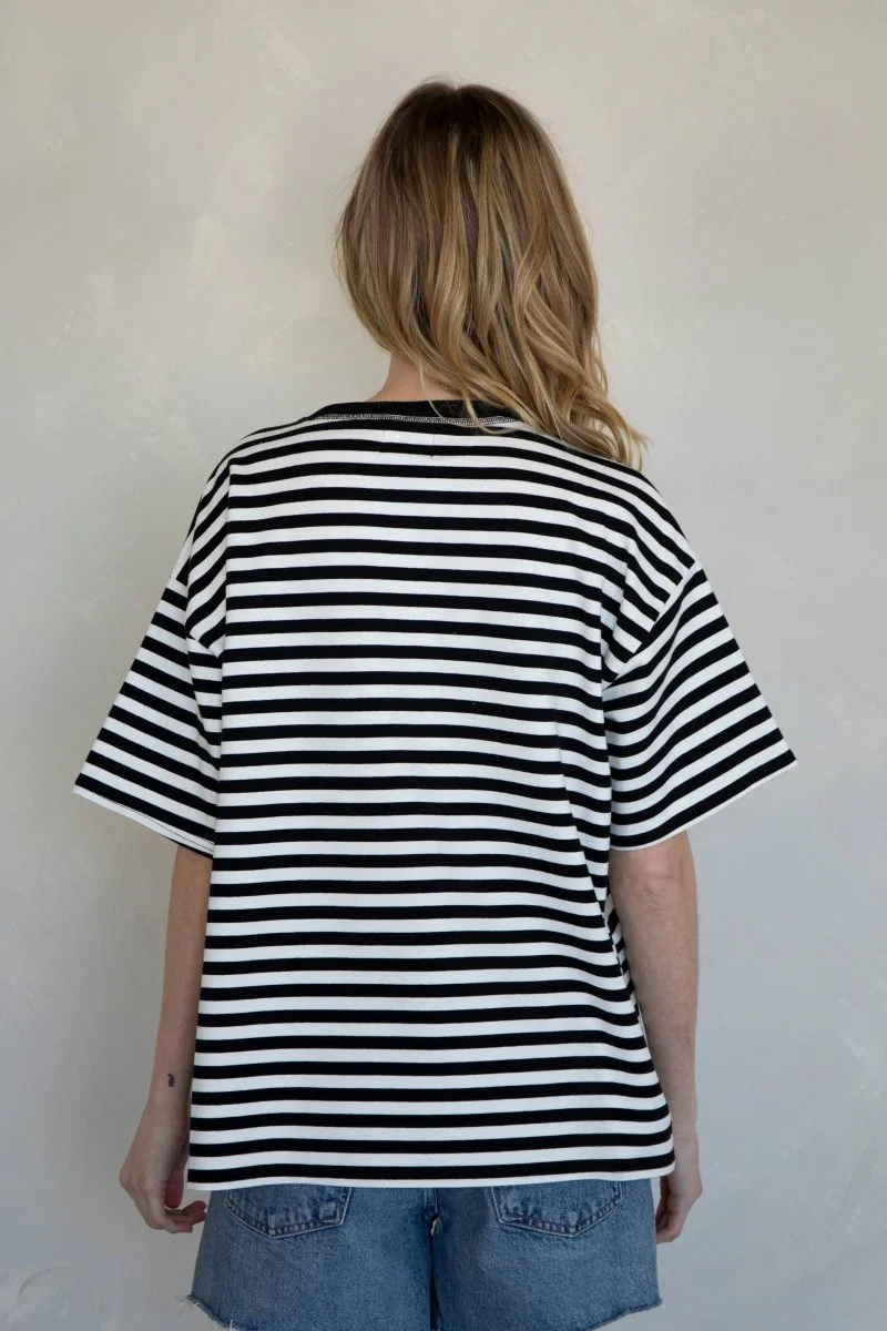 T-Shirt Cassandra Rayé Things Between Noir - Image 4