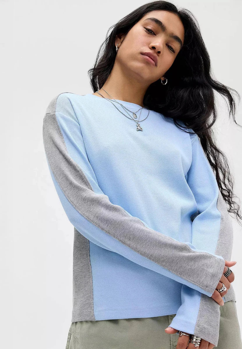 T-Shirt Manches Longues Romey Bleu et Gris Damson Madder