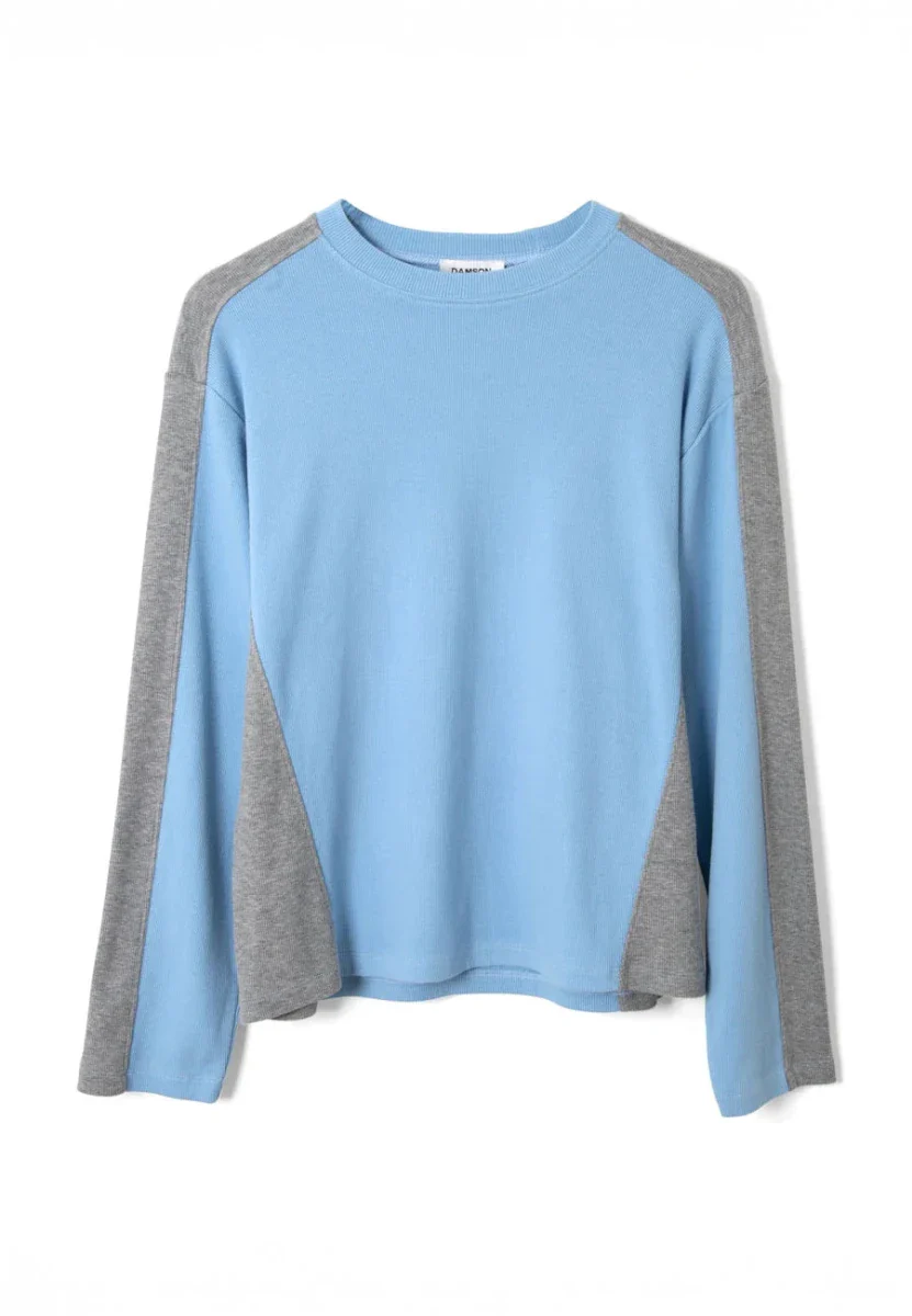 T-Shirt Manches Longues Romey Bleu et Gris Damson Madder - Image 4