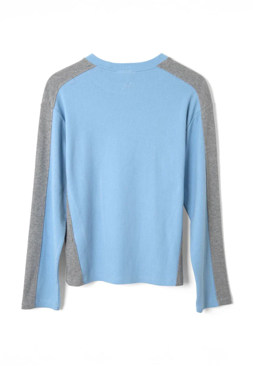 T-Shirt Manches Longues Romey Bleu et Gris Damson Madder - Image 5