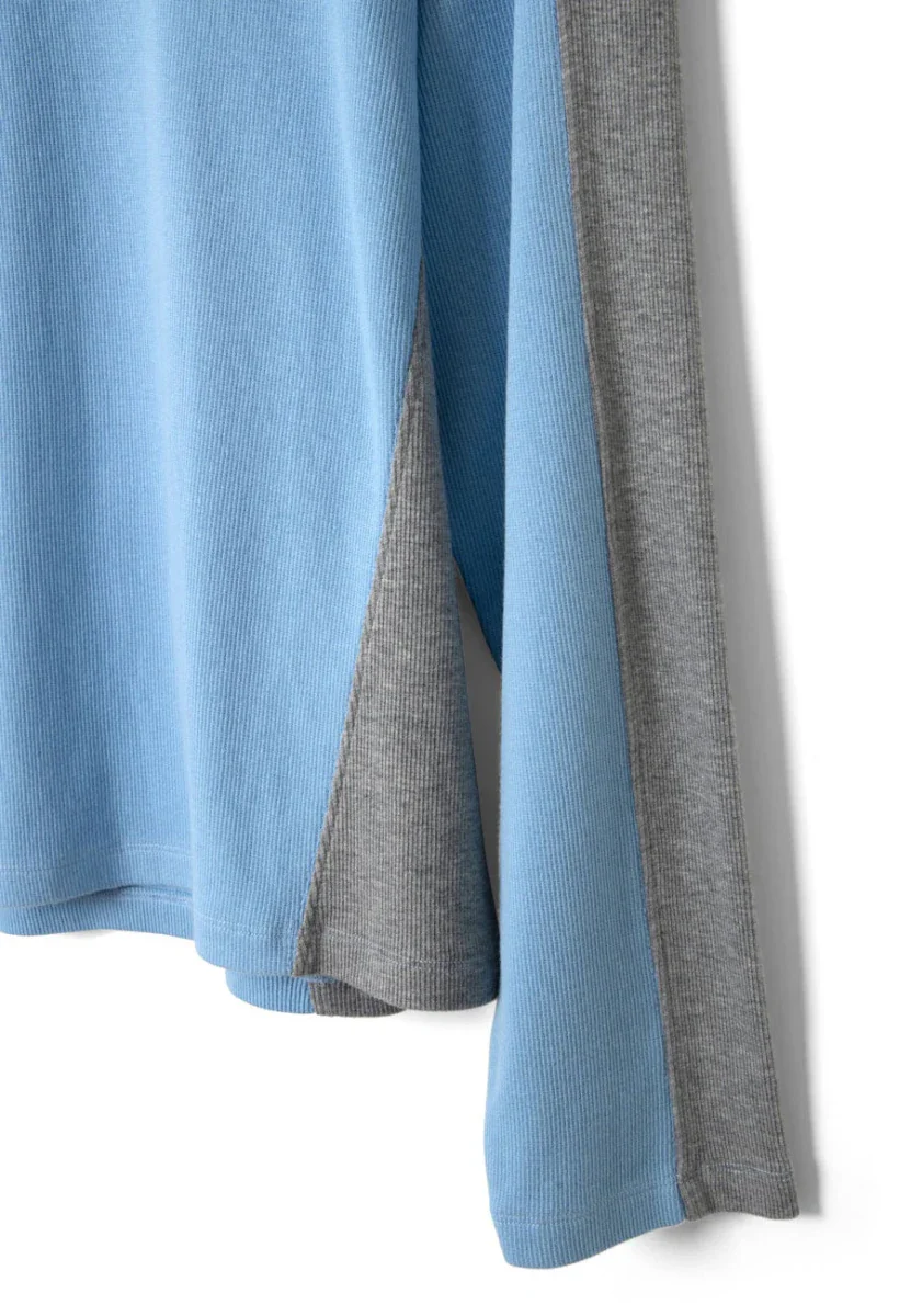 T-Shirt Manches Longues Romey Bleu et Gris Damson Madder - Image 6