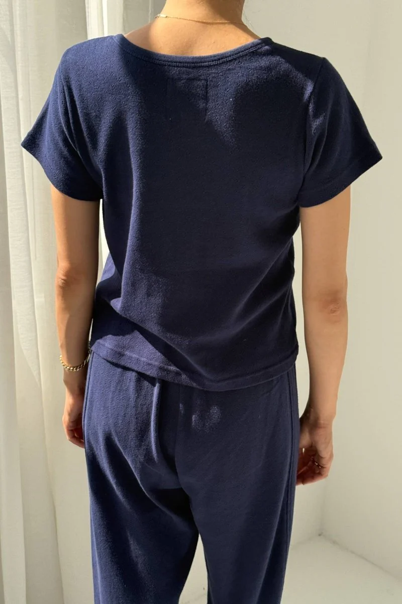 T-Shirt Pointelle Babe Le Bon Shoppe Bleu - Image 3