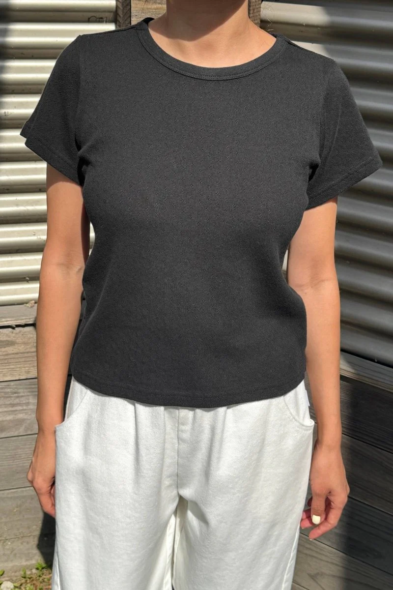 T-Shirt Pointelle Babe Le Bon Shoppe Noir - Image 3