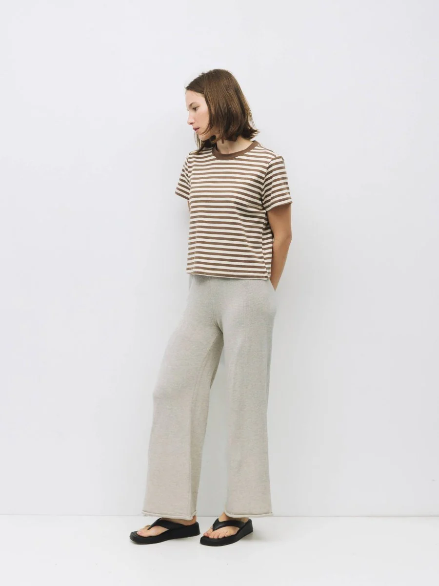 T-Shirt Rayé Cooper Brun et Blanc All Row - Image 4