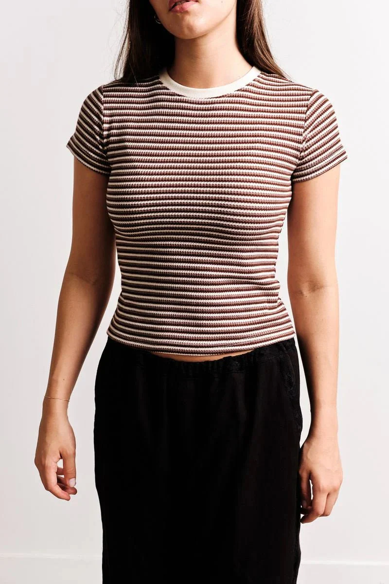T-Shirt Rayé Yasmine Dégradé Brun Kuwalla - Image 3
