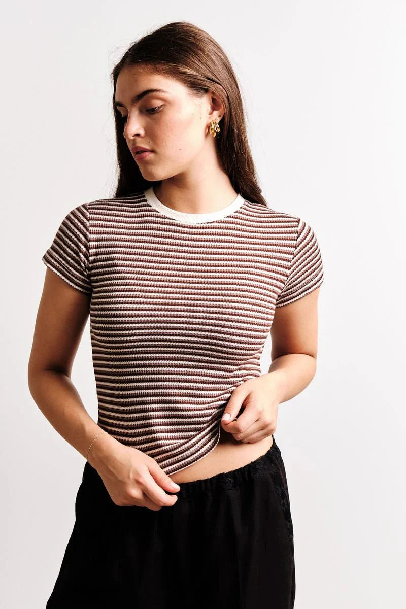 T-Shirt Rayé Yasmine Dégradé Brun Kuwalla - Image 4