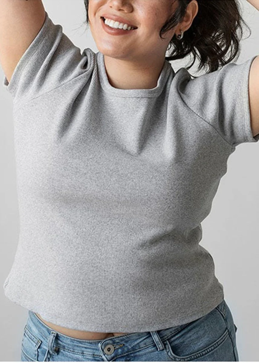 T-Shirt Zoé Rib Gris Dailystory SOLDE - Vente Finale - Image 3