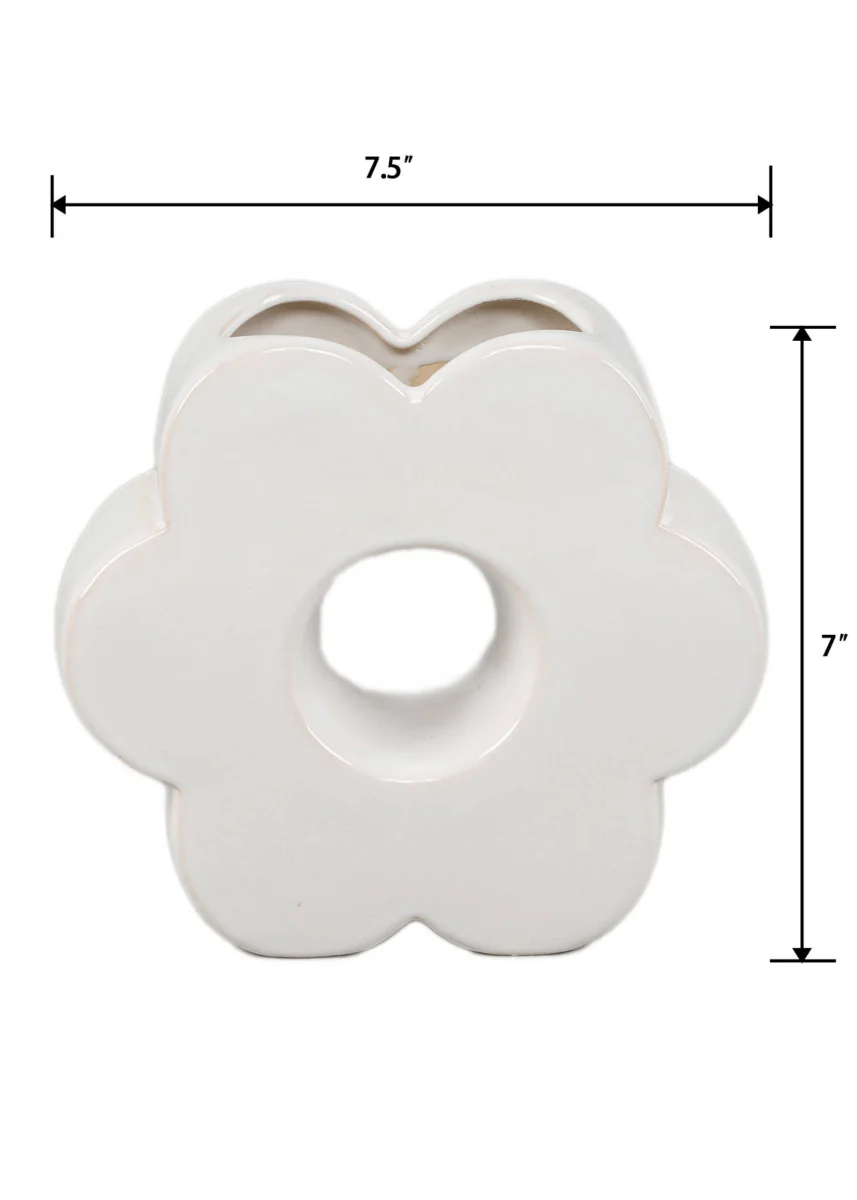 Vase Fleur Blanc 7po Flora Bunda - Image 3