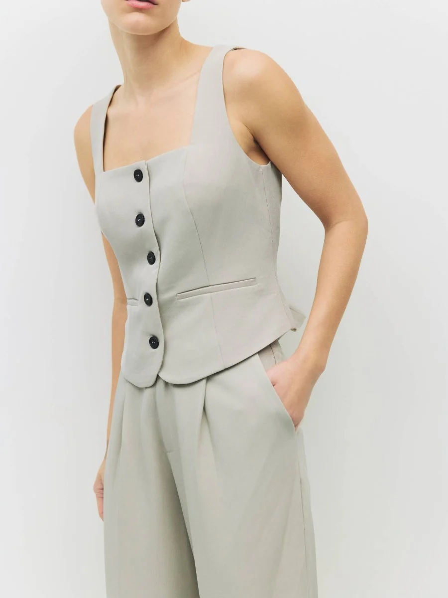 Veste Nichole Col Carré Beige Mod Ref SOLDE - Vente Finale - Image 4